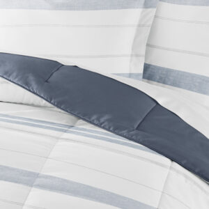 3-Piece Blue Santorini Stripe Reversible Comforter Set - Image 3